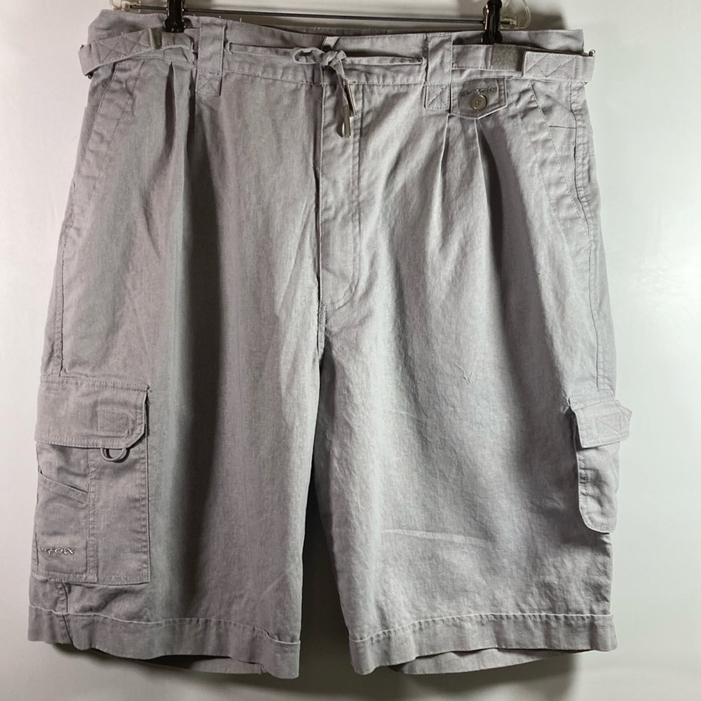 Hiphop History Shorts Men Size 3XL 38-42 Light Gray Linen Blend Adjustable Sides